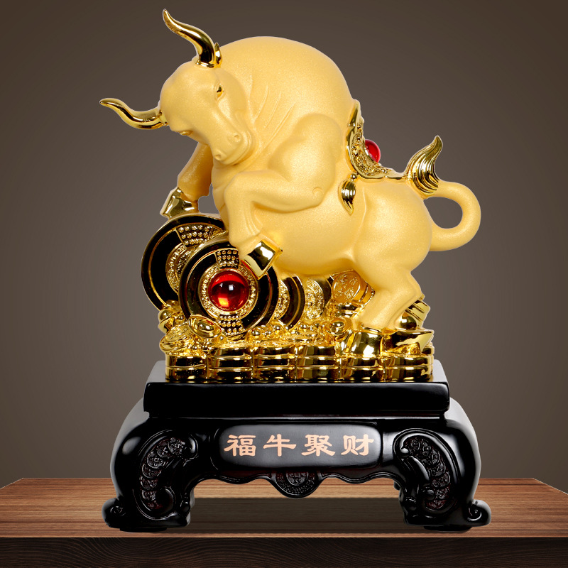 生肖牛摆件招财牛雅信树脂工艺品批发客厅办公室风水开业乔迁礼品