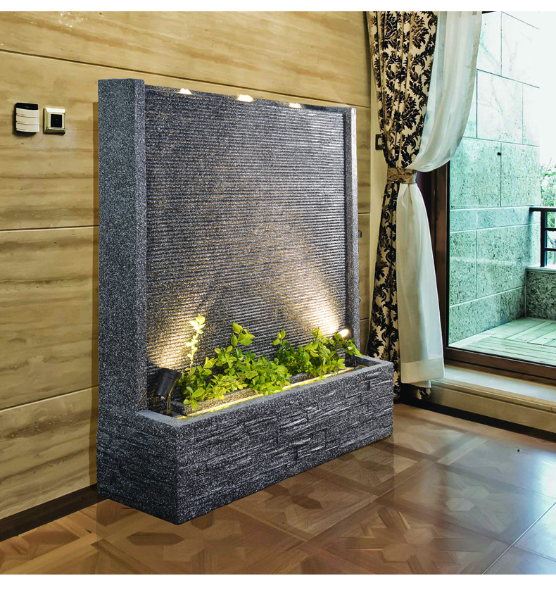 大型室内墙壁装饰品客厅落地水景喷泉工艺品水幕墙流水墙鱼池摆件