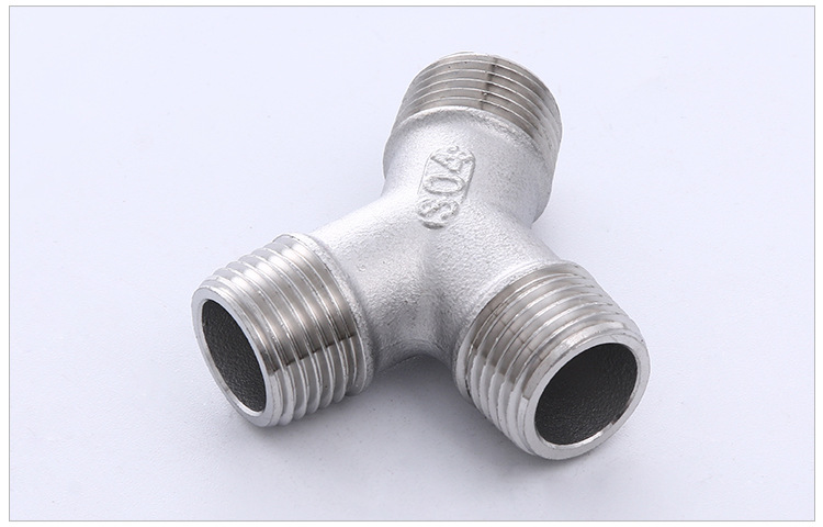 不锈钢y型外丝三通接头外螺纹y型三通4分6分1寸外丝三通管件