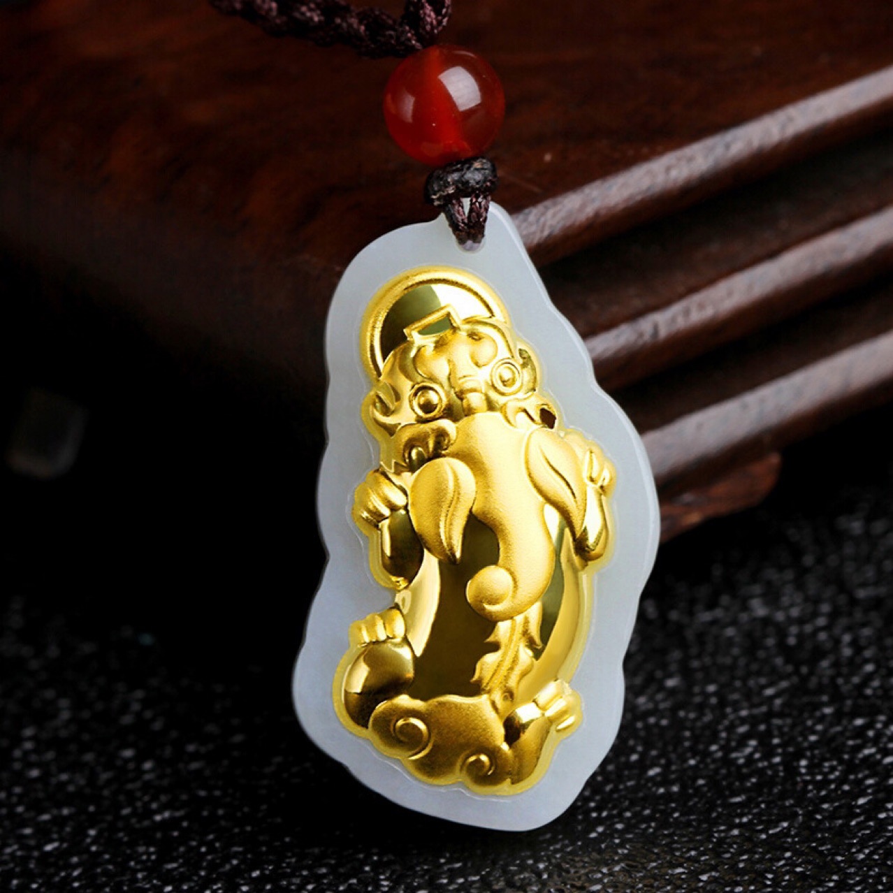 金镶玉招财貔貅和田玉吊坠足金男士转运貔貅吊坠金店会销礼品批发