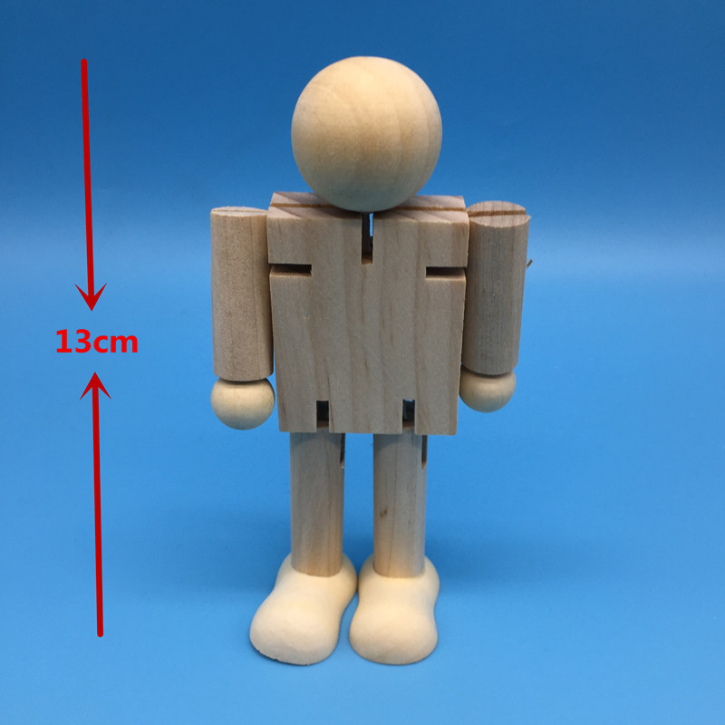 绘画涂鸦木头人白坯diy木制机器人人偶关节木偶手工玩具厂家直销