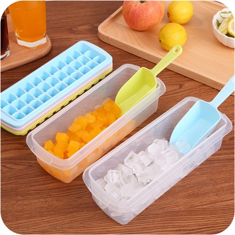33 Grids with Lid Ice Tray with Crisper Creative Ice Box Ice Shovel Ice Cube Box Ice Box Ice Storage Box 0755-3