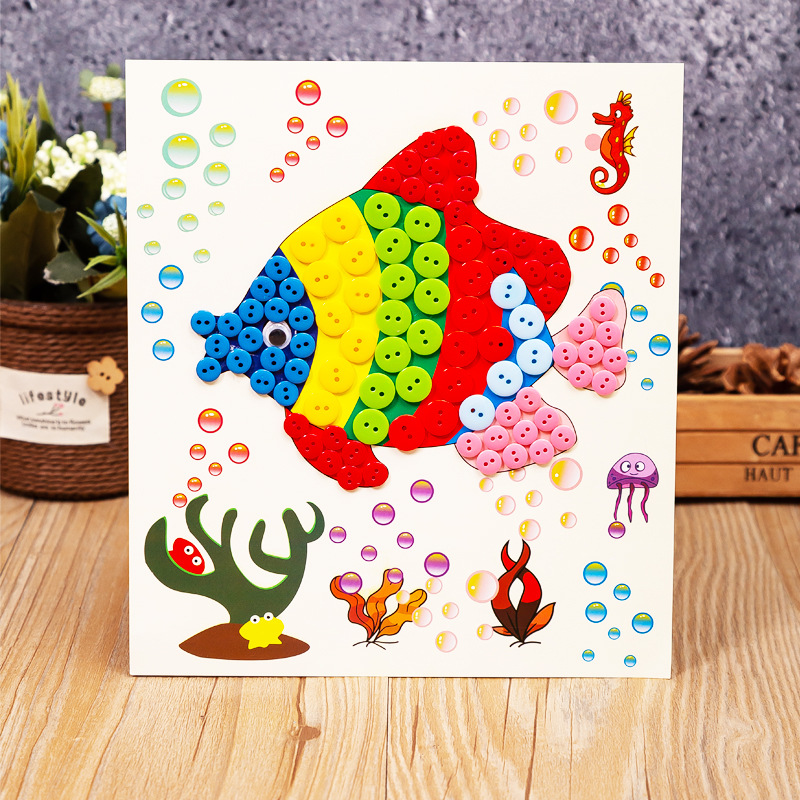 纽扣粘贴画 宝宝幼儿园儿童手工diy制作益智创意材料包