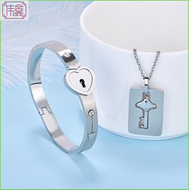 纯银互锁解同心锁情侣手镯一对带锁网红同款创意女手链男钥匙