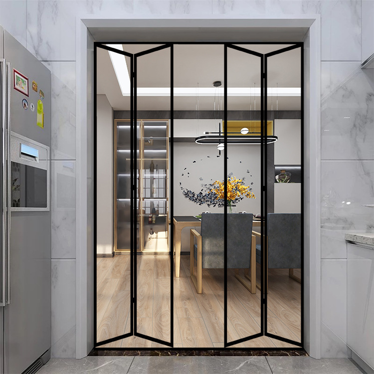 极窄边框铝合金折叠门推拉式现代简约厨房阳台卧室隔断钢化玻璃门