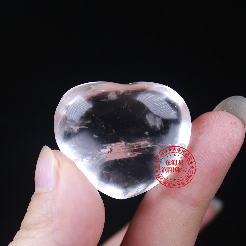 东海天然白水晶爱心手把件心形水晶工艺品雕刻件diy饰品吊坠批发