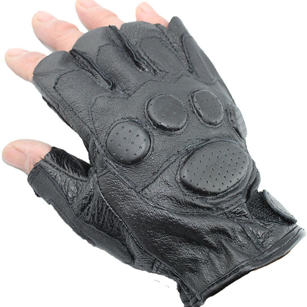 男式运动防护用全黑色仿鹿皮搏击手套(铁钉式) 三个款式