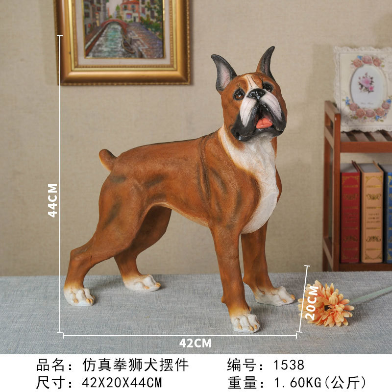 Cross-Border Supply Simulation Animal Crafts Boxing Dog Decoration Resin Pet Dog Model Living Room Home Ornaments