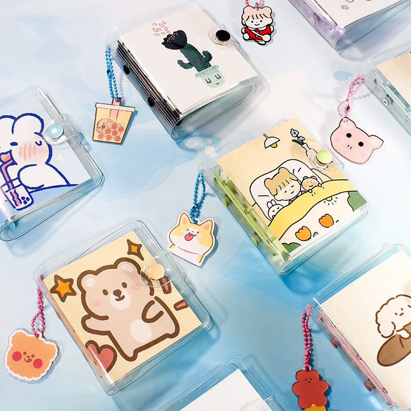 韩国ins迷你活页手账本 金属3孔透明活页线圈空白内芯多色笔记本