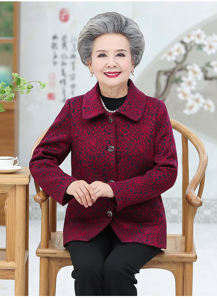 秋季中老年女装外套翻领奶奶装宽松时尚大码妈妈中年妇女上衣