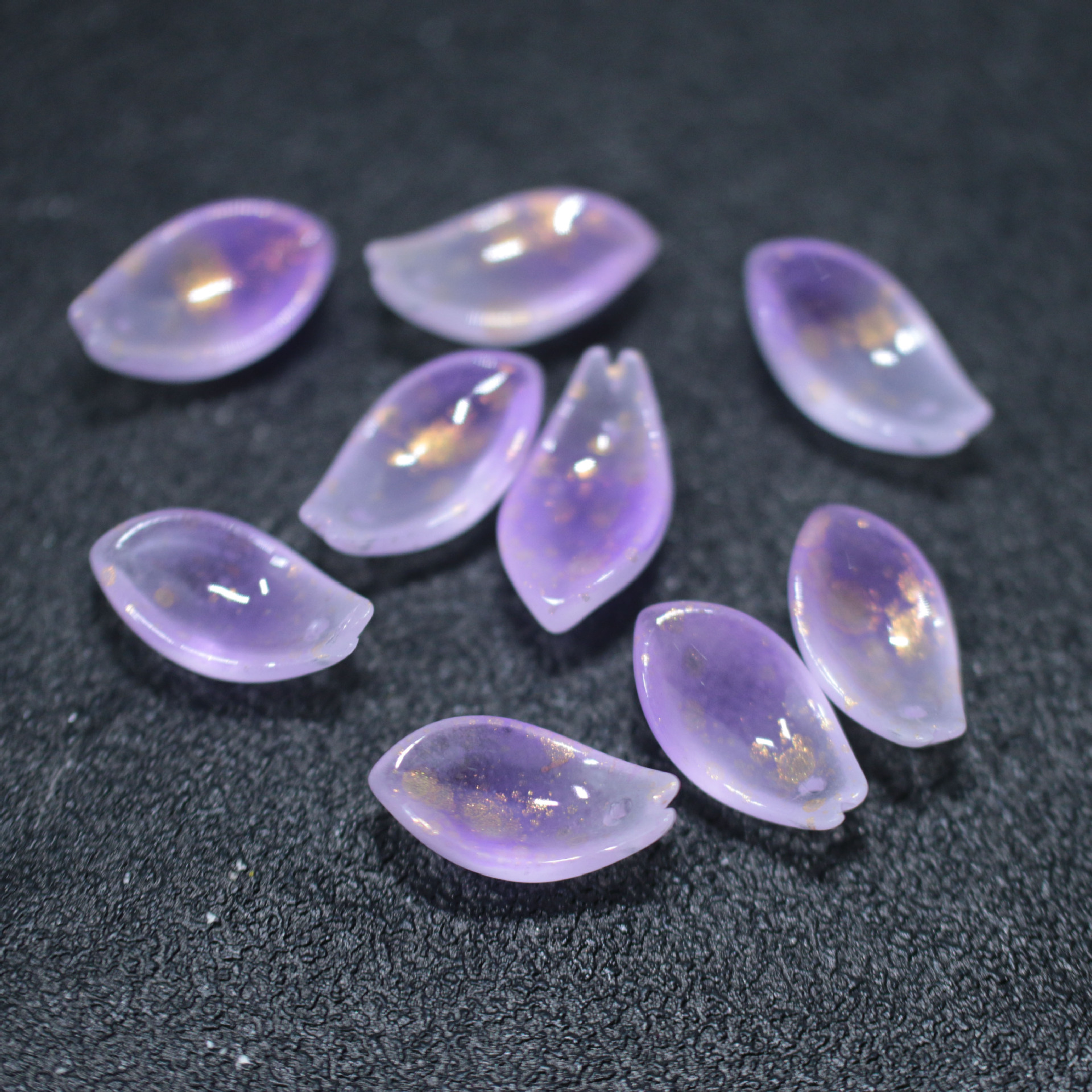 捷克琉璃10*20mm洛神花天山雪莲花瓣磨砂双色diy古风发簪头饰配件