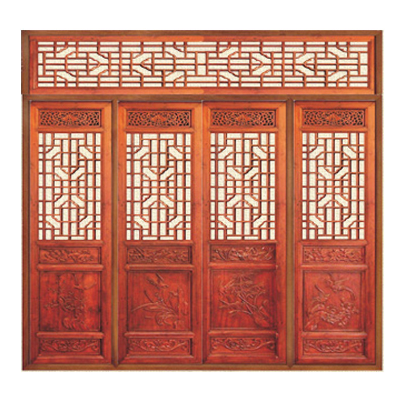 东阳木雕仿古门窗庭院雕花木质门花格中式雕刻门茶楼寺庙园林古建