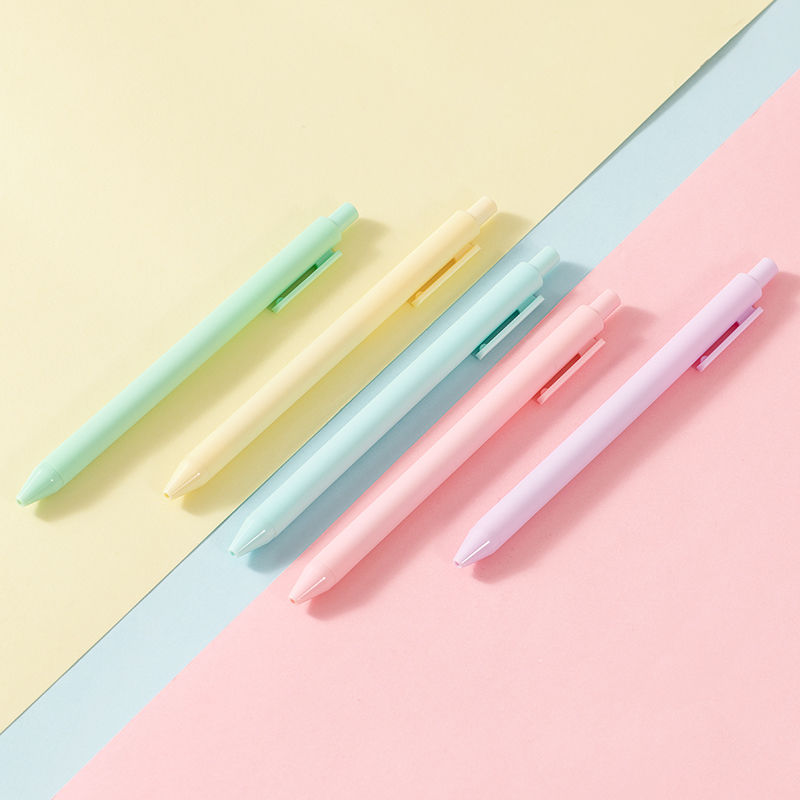 韩国少女ins马卡龙色系中性笔彩色磨砂0.5mm签字笔可爱五支一套入