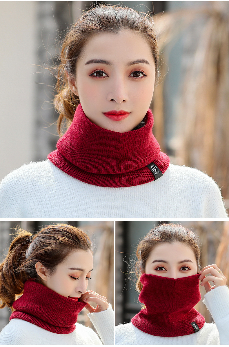 韩版秋冬毛线针织围巾女冬季百搭加绒加厚小围脖男护颈椎保暖脖套