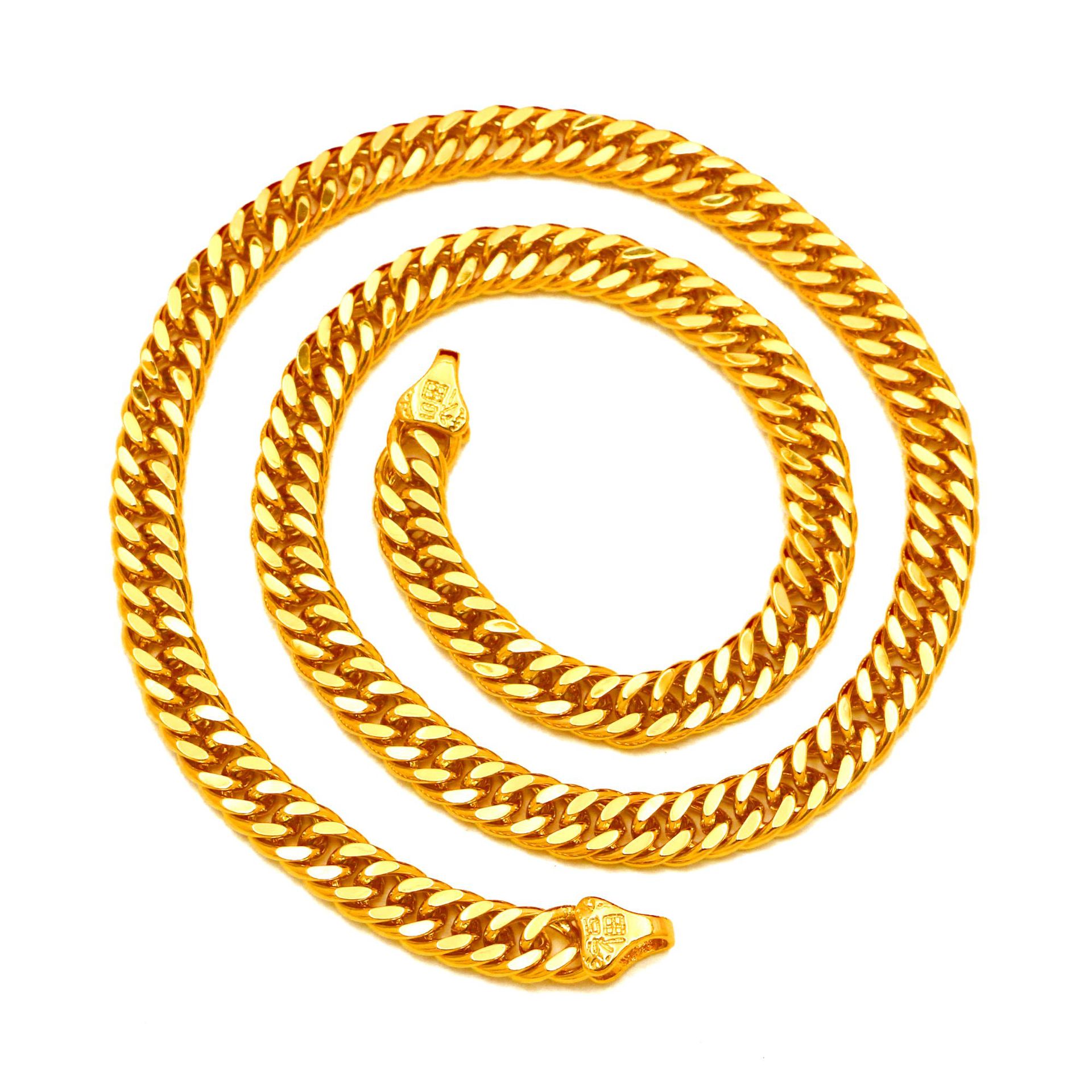 街头嘻哈老板项链铜镀金双扣马鞍链规格齐全淘宝货源批发