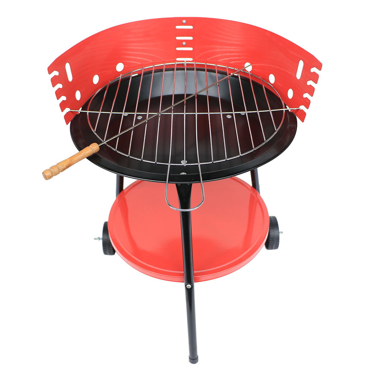 14寸迷你烧烤炉木炭烧烤炉 简易烤炉三脚带两拖轮简易炉 迷你圆炉