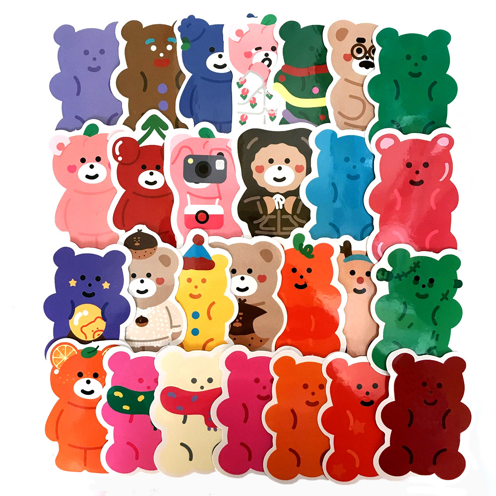 韩国ins软糖小熊卡通pvc防水手账贴纸装饰涂鸦贴