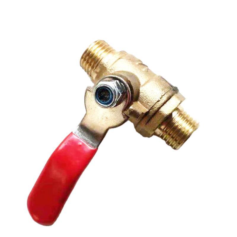 空压机气动转换开关黄铜球阀 加厚双外丝锻压球阀2分红柄小气阀