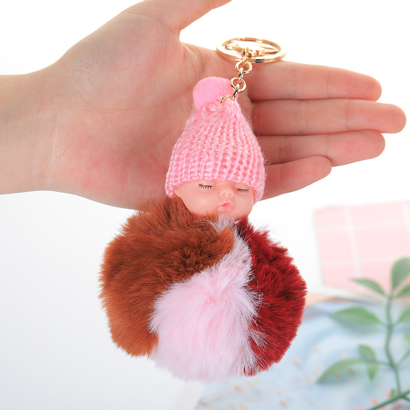 开司米球批发毛线球毛线帽娃娃挂件手机钥匙扣挂饰少女箱包饰品