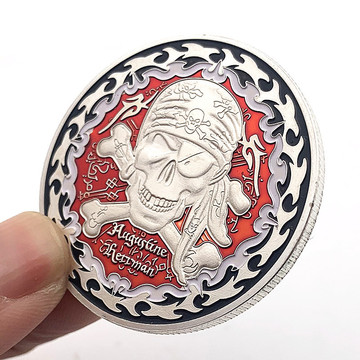 现货 制图者奥古斯丁赫尔曼镀银纪念币 收藏海盗帆船-