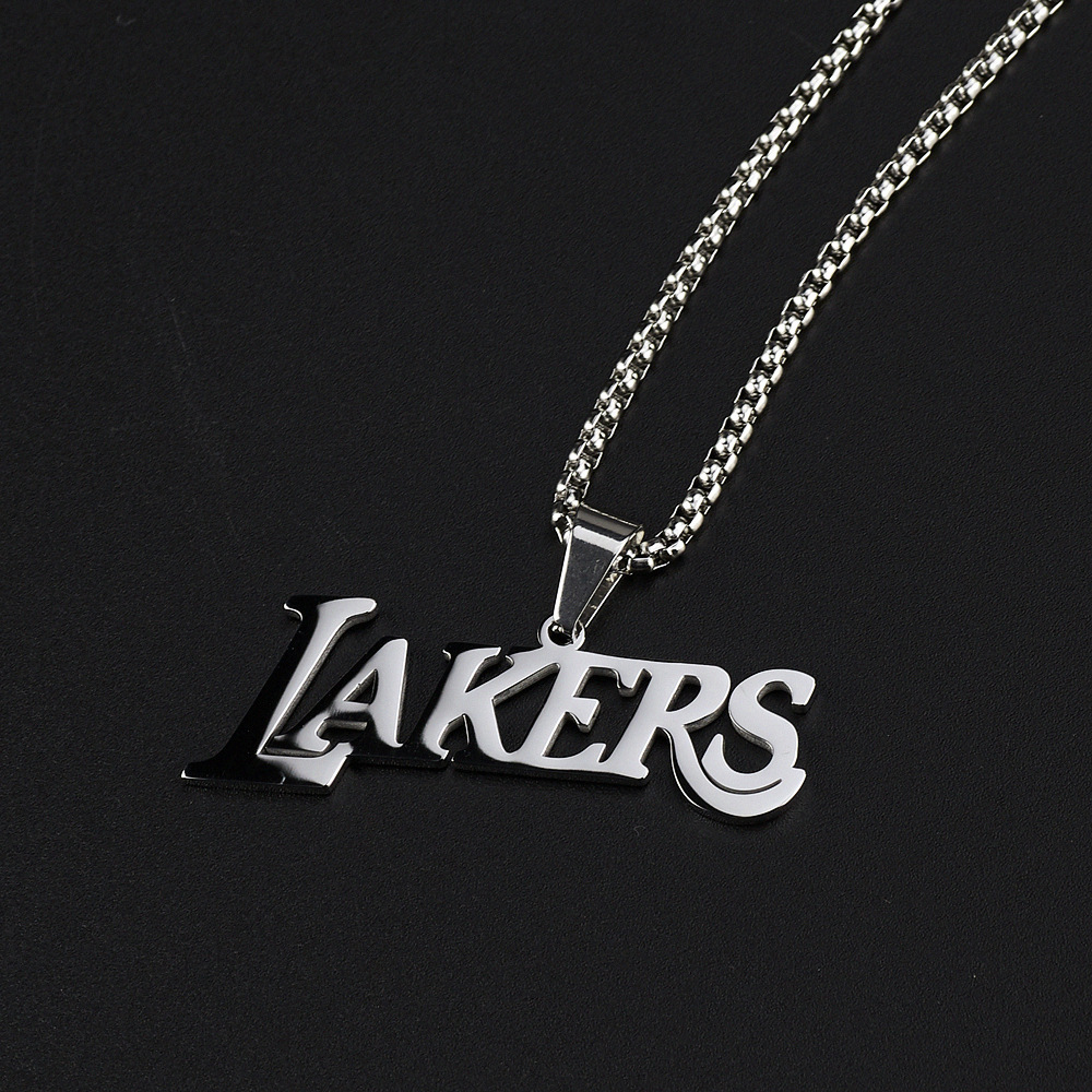 黑曼巴科比湖人队lakers标志纪念项链nba钛钢logo吊坠潮男女配饰