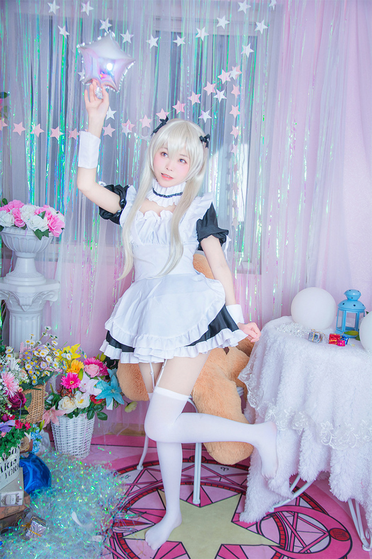 春日野穹女仆装咖啡厅工作服缘之空cosplay服穹妹动漫服一件代发