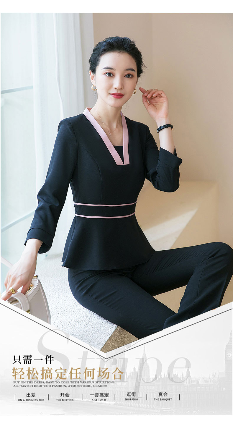 美容院工作服女美容师套裤子时尚气质养生馆足浴技师服装工衣弹力