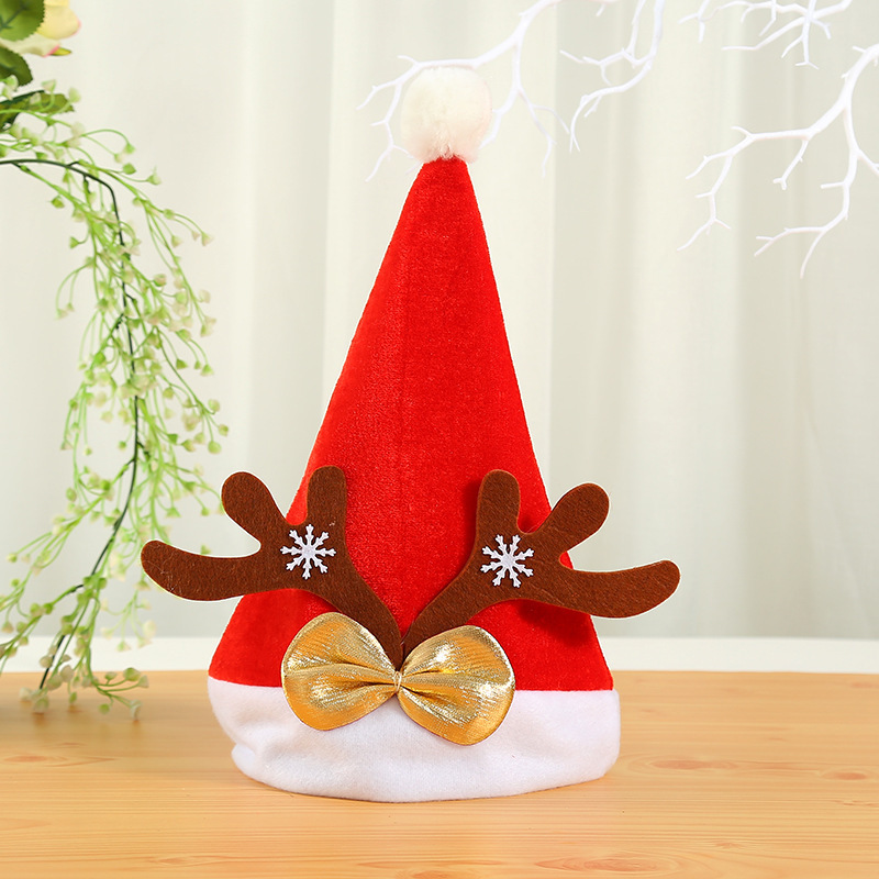 New Thickened Pleuche Christmas Hat Adult Red Christmas Hat Children's Antler Hat Christmas Supplies