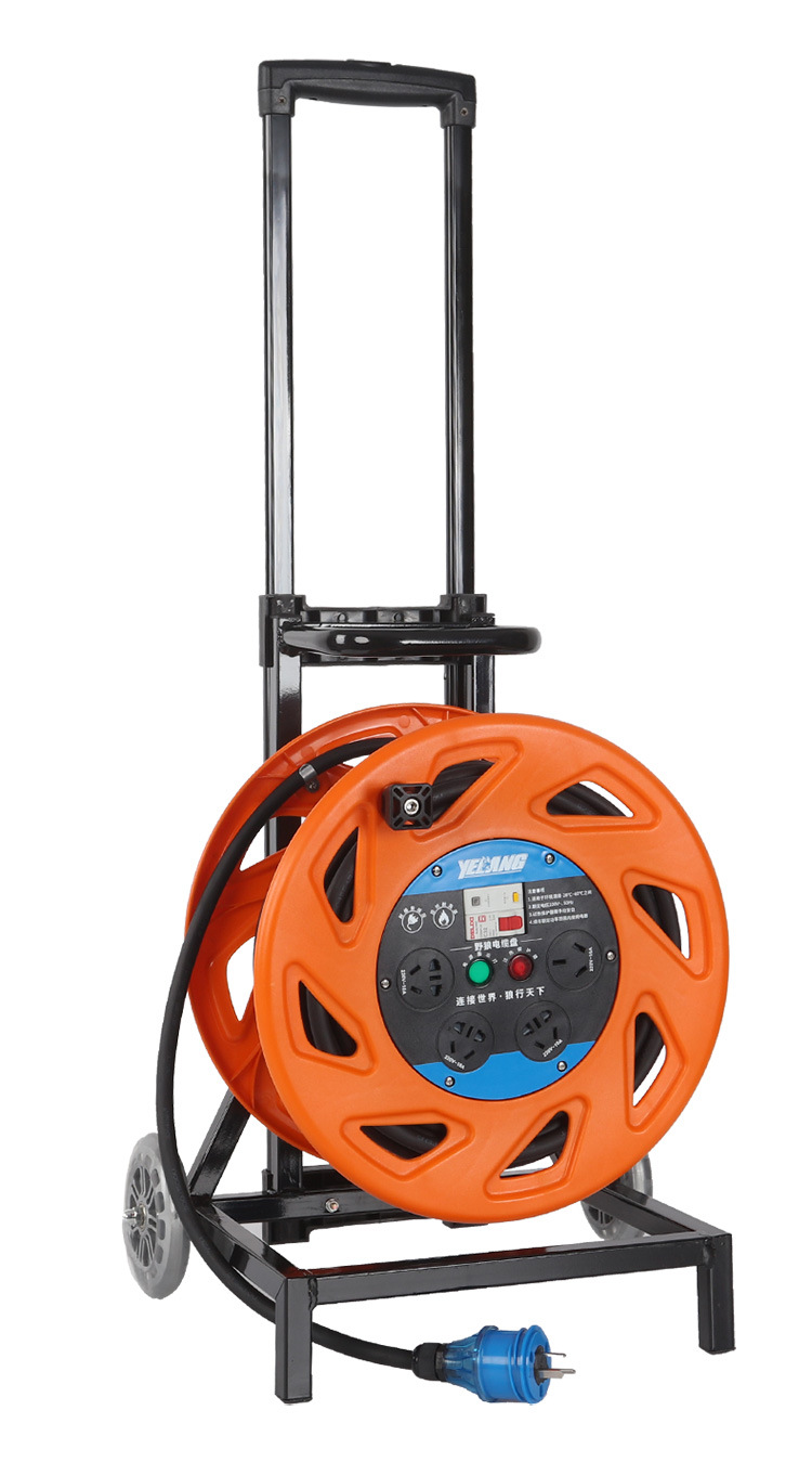 yl-s35bs可移动式电缆盘 带伸缩拉杆 小车式电缆卷盘220v国标插座
