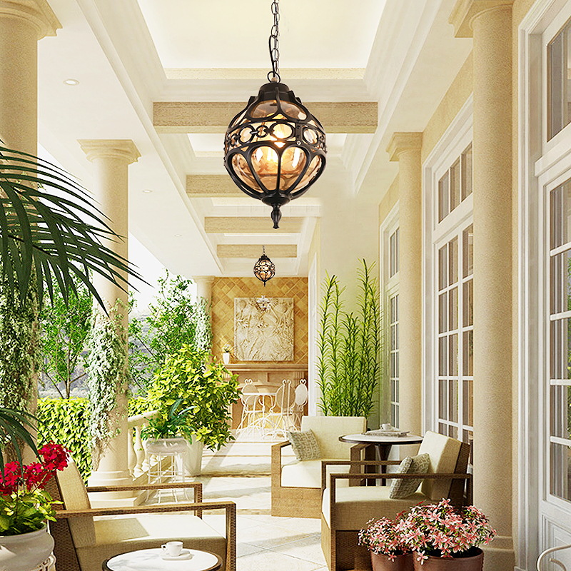 美式创意简约户外花园阳台走廊欧式室外庭院过道别墅凉亭防水吊灯