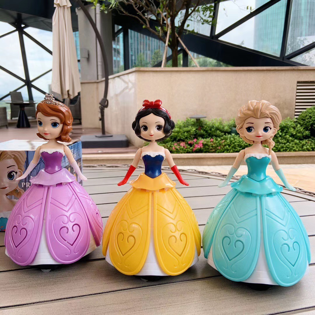 迪代抖音网红冰雪奇缘电动跳舞玩具旋转灯光音乐白雪公主摆摊热卖