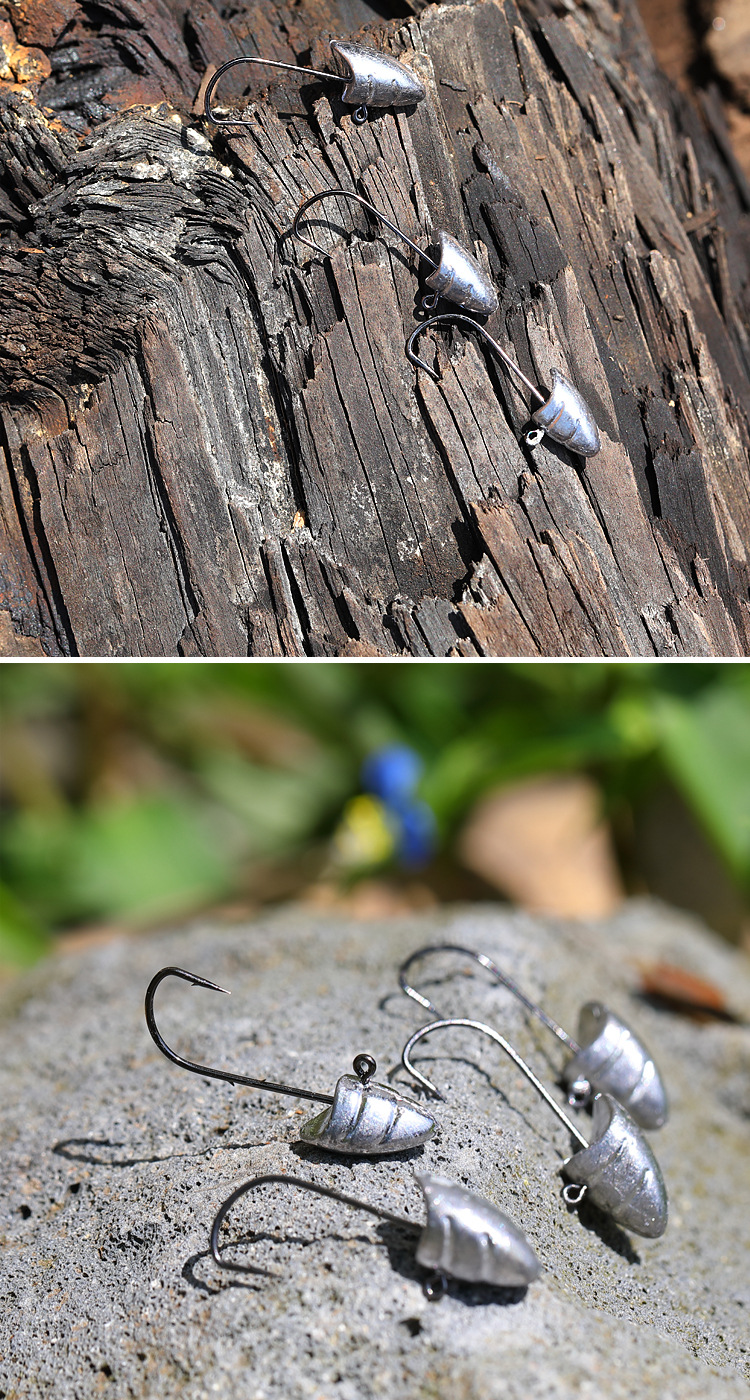 鱼钩铅头钩淡水路亚铅头钩shieldheadjig钓鱼钩黑金刚加强根钓钩