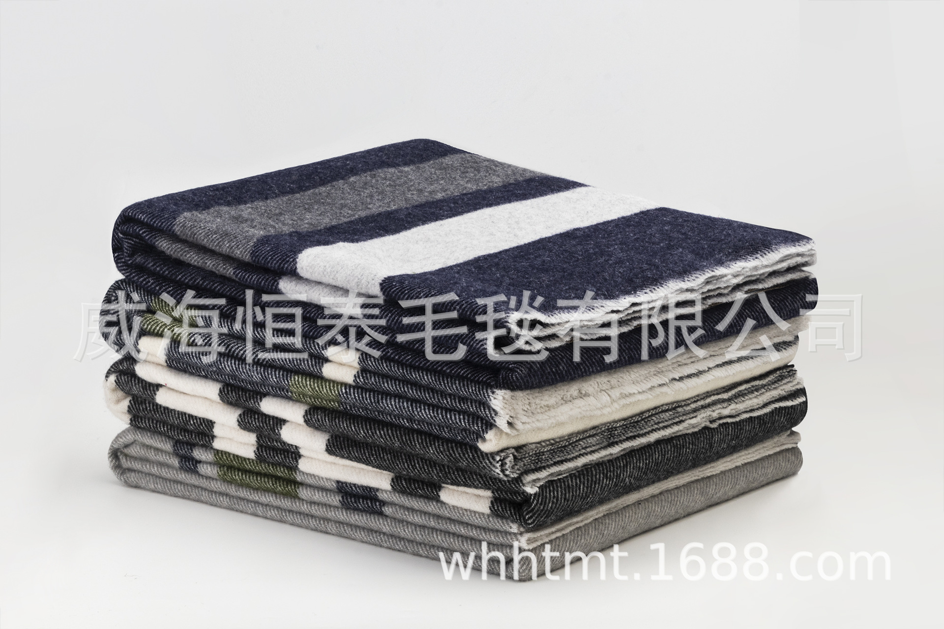 Hot Sale Factory Spot 80% Wool 20% Acrylic Simple Stripes Woolen Blanket Can 50% Wool 50% Acrylic