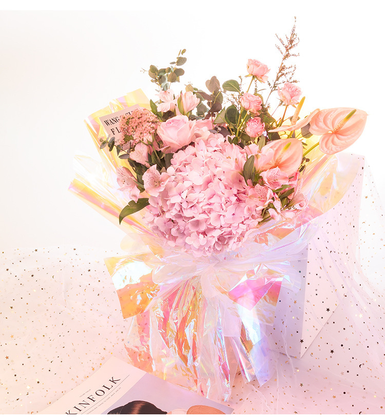 【小额批发】防水玫瑰花鲜花包装材料七彩幻彩膜彩虹膜 花店用品
