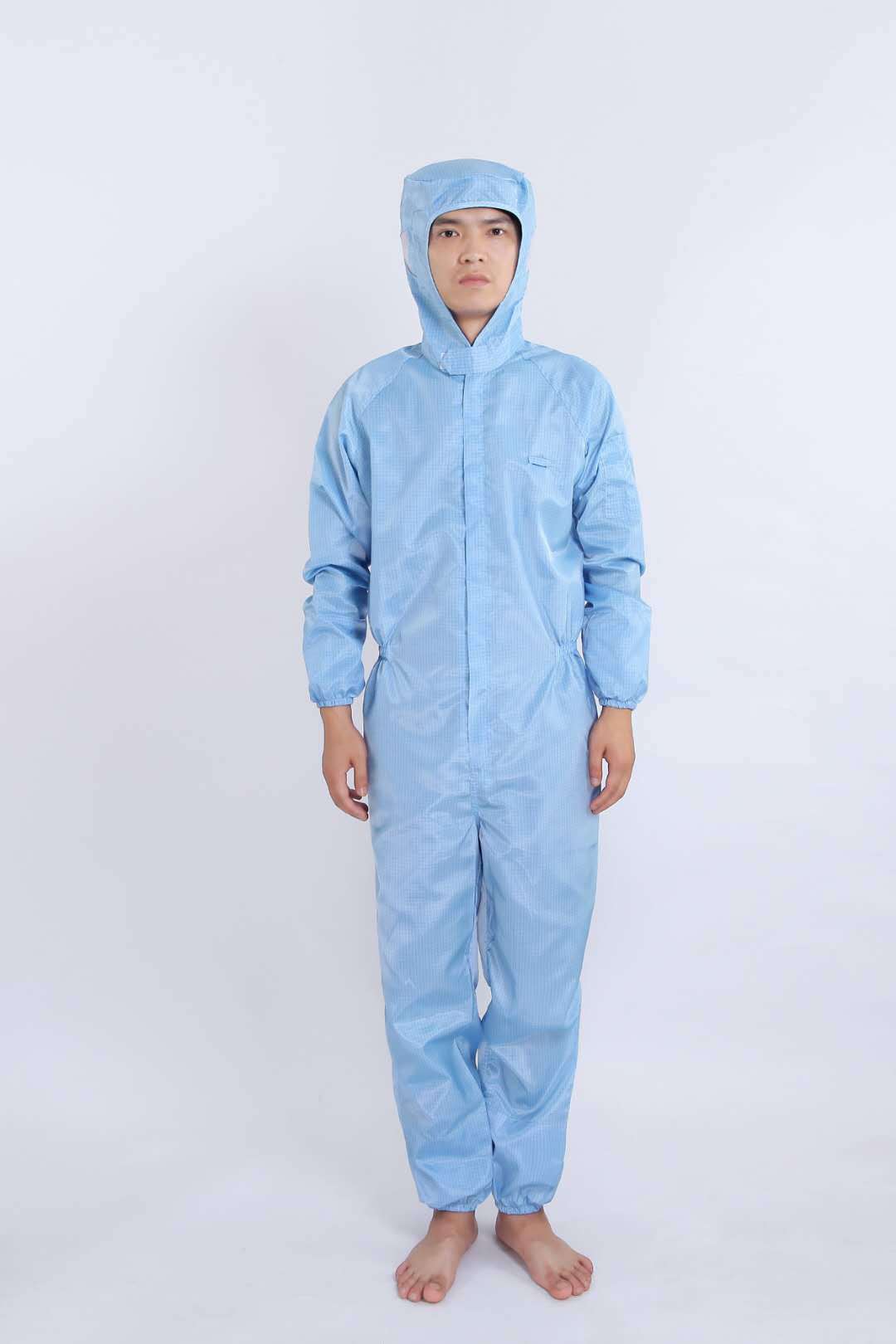 厂家供应带帽连体防静电无尘服分体服