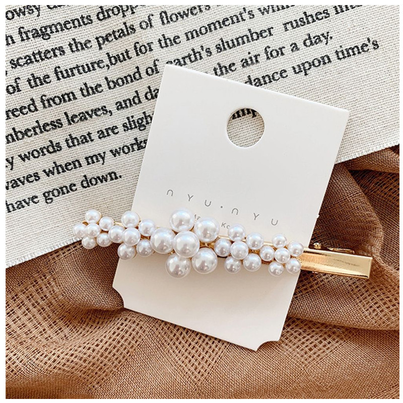 New Ins Beautiful Pearl Flower Barrettes Retro Word Clip Bang Clip Korean Internet Celebrity Side Clip Hair Accessories