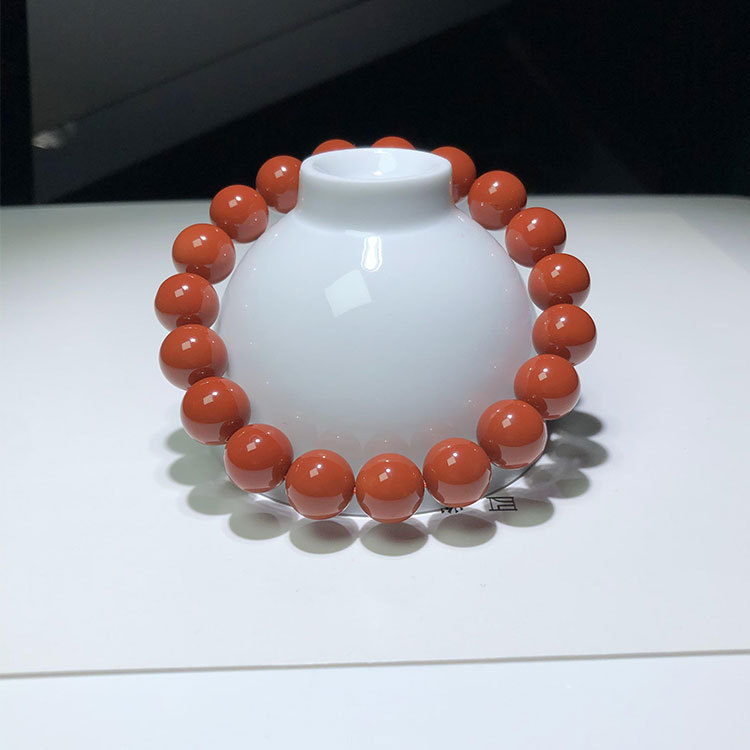 厂家直销蒙料天然南红手链柿子红男女款原矿玛瑙南红手链批发