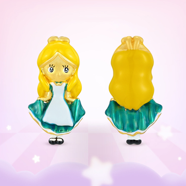 越南沙金镀3d硬金爱丽丝公主吊坠 卡通可爱镀金项链吊坠 送女生