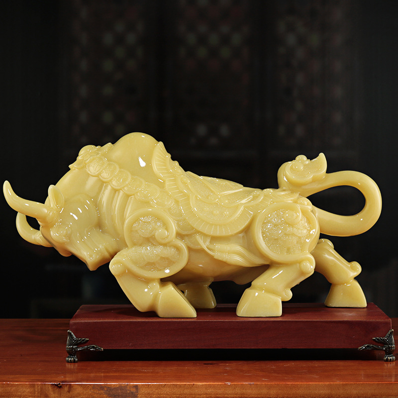 玉石牛摆件十二生肖牛家居客厅玄关酒柜电视柜办公桌室装饰品礼品
