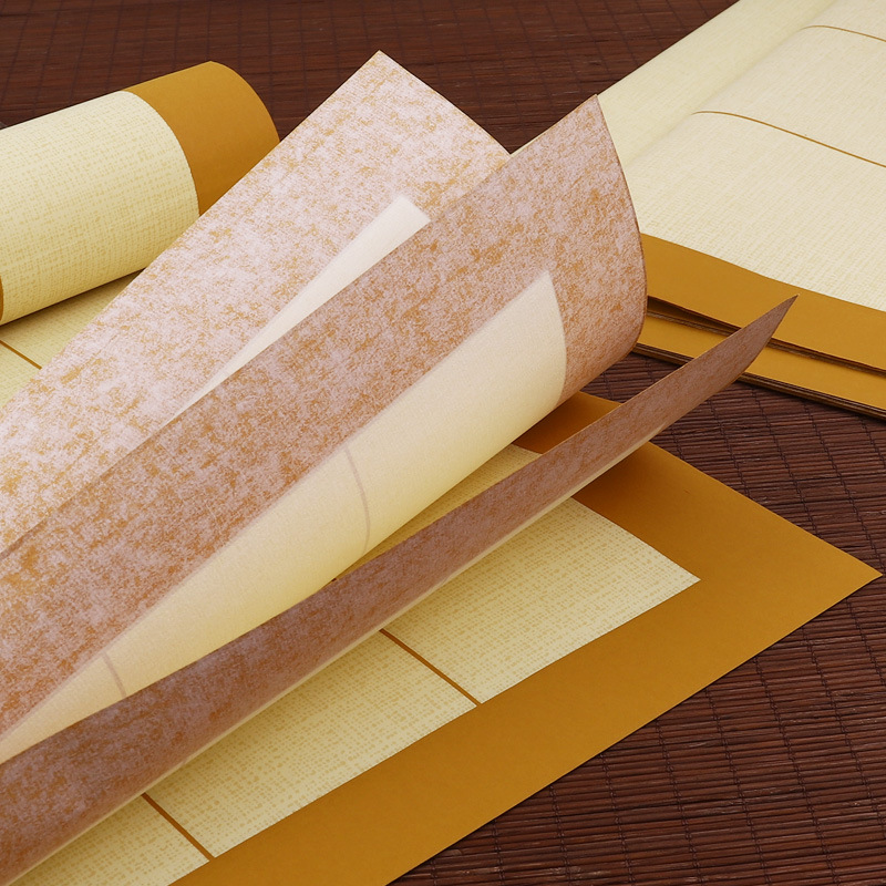 复古麻纹蜡染宣纸对联纸半生熟四尺对开条屏书法作品纸创作用纸