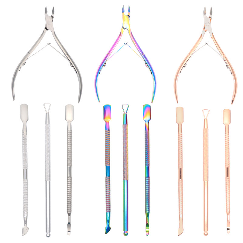 In Stock Wholesale Manicure Cuticle Nipper Set Manicure Peeling Beauty Pliers Dead Skin Push Set Nail Tool