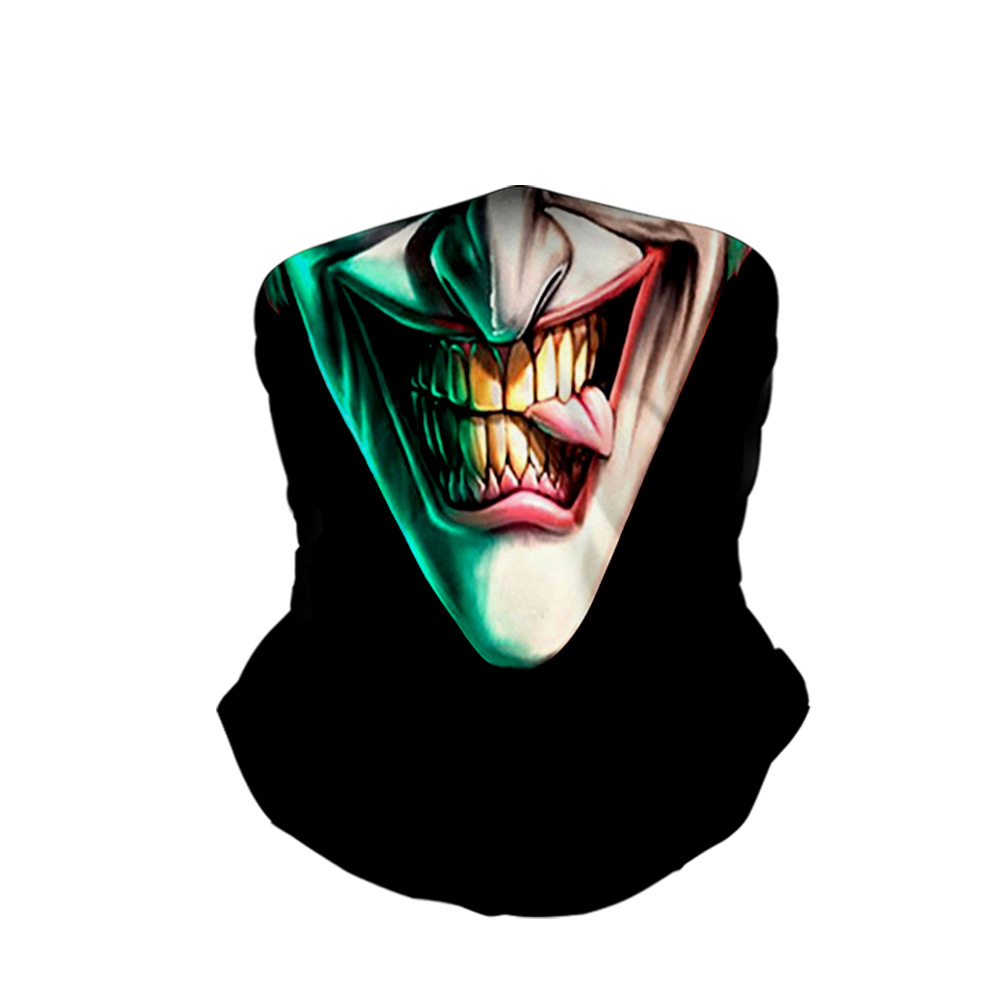 跨境 小丑joker个性嘴巴3d印花头巾面罩多功能户外防晒防尘配饰