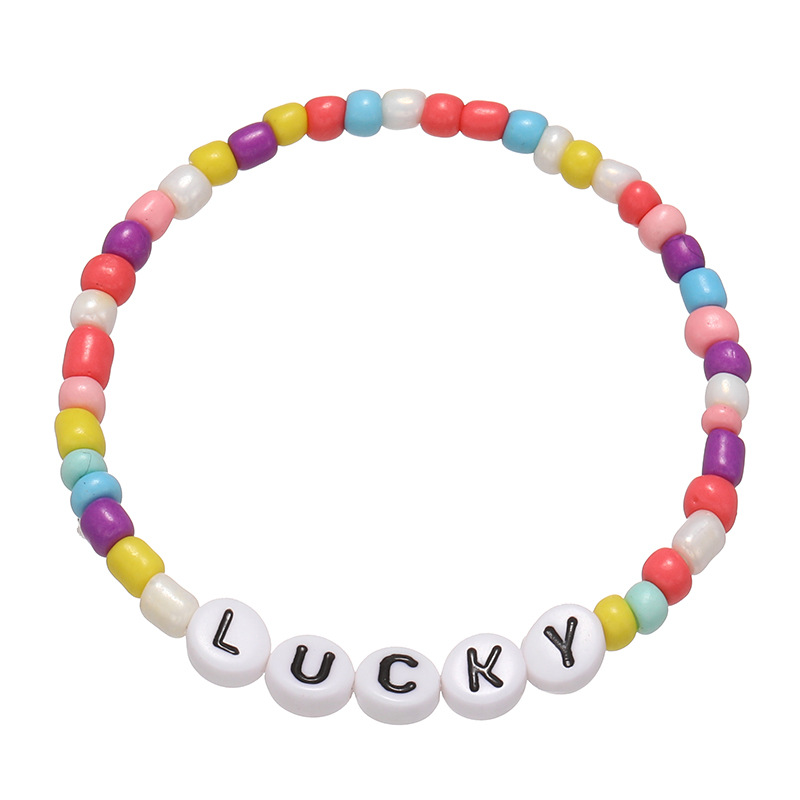 Cross-Border Hot Ins Internet Hot Beads Encourage Positive Energy English Words Bead Children's Bracelet in Stock