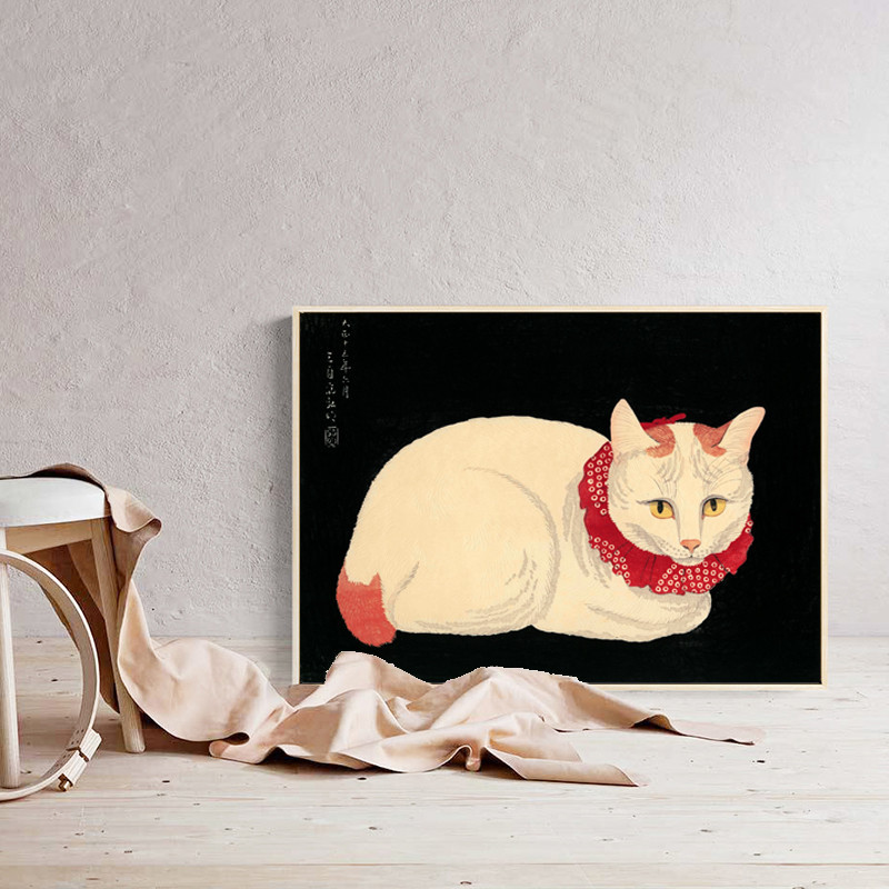 萌宠猫咪画现代客厅简约装饰画日式餐厅壁画浮世绘挂画图片画芯
