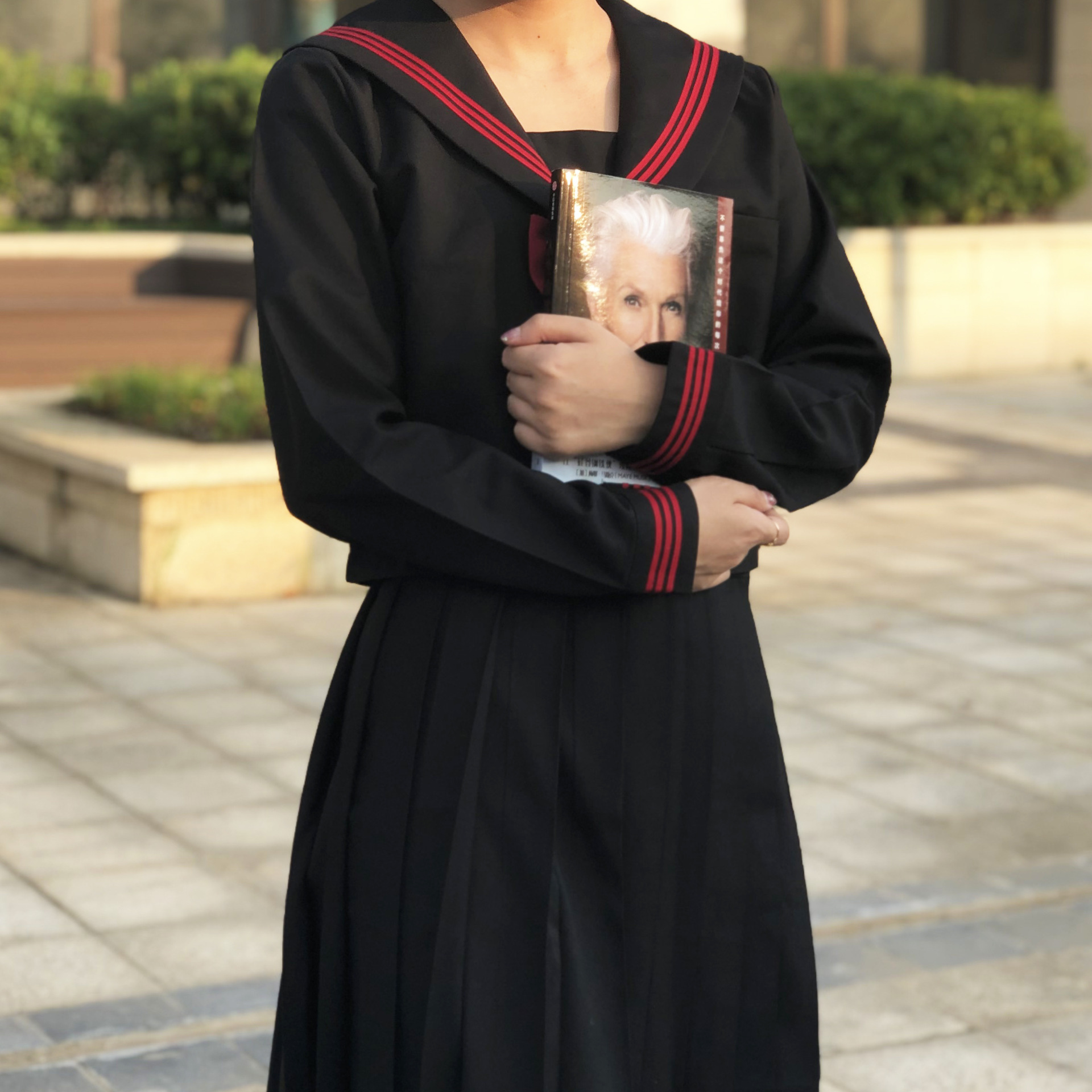 正统基础款赤三本中间服黑色不良jk制服裙日系水手服百褶裙学院风