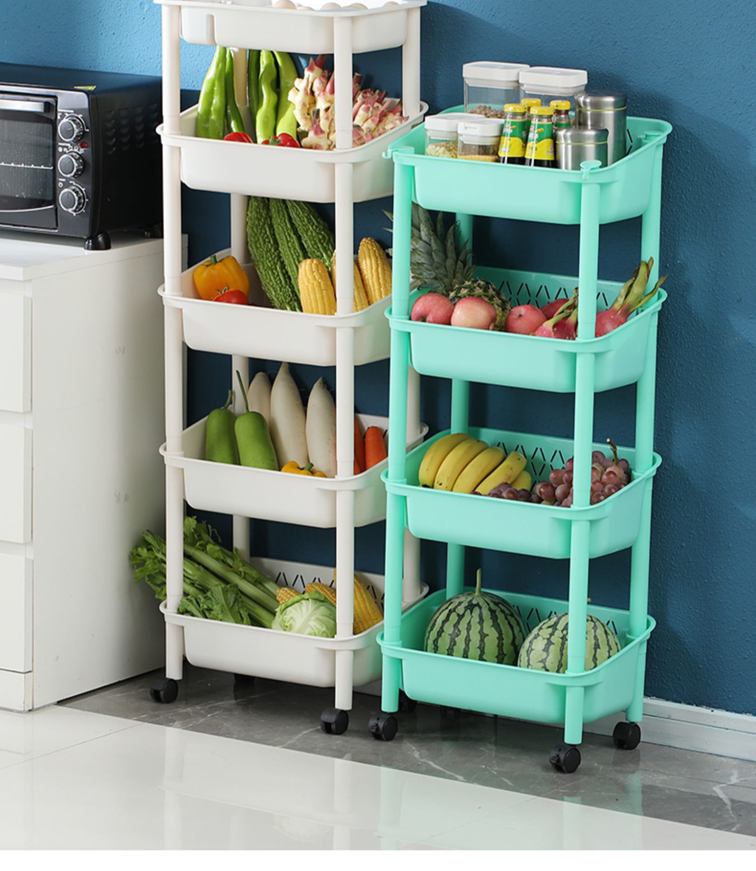 厨房置物架落地多层果蔬菜架子菜篮子小推车菜筐收纳用品家用大全
