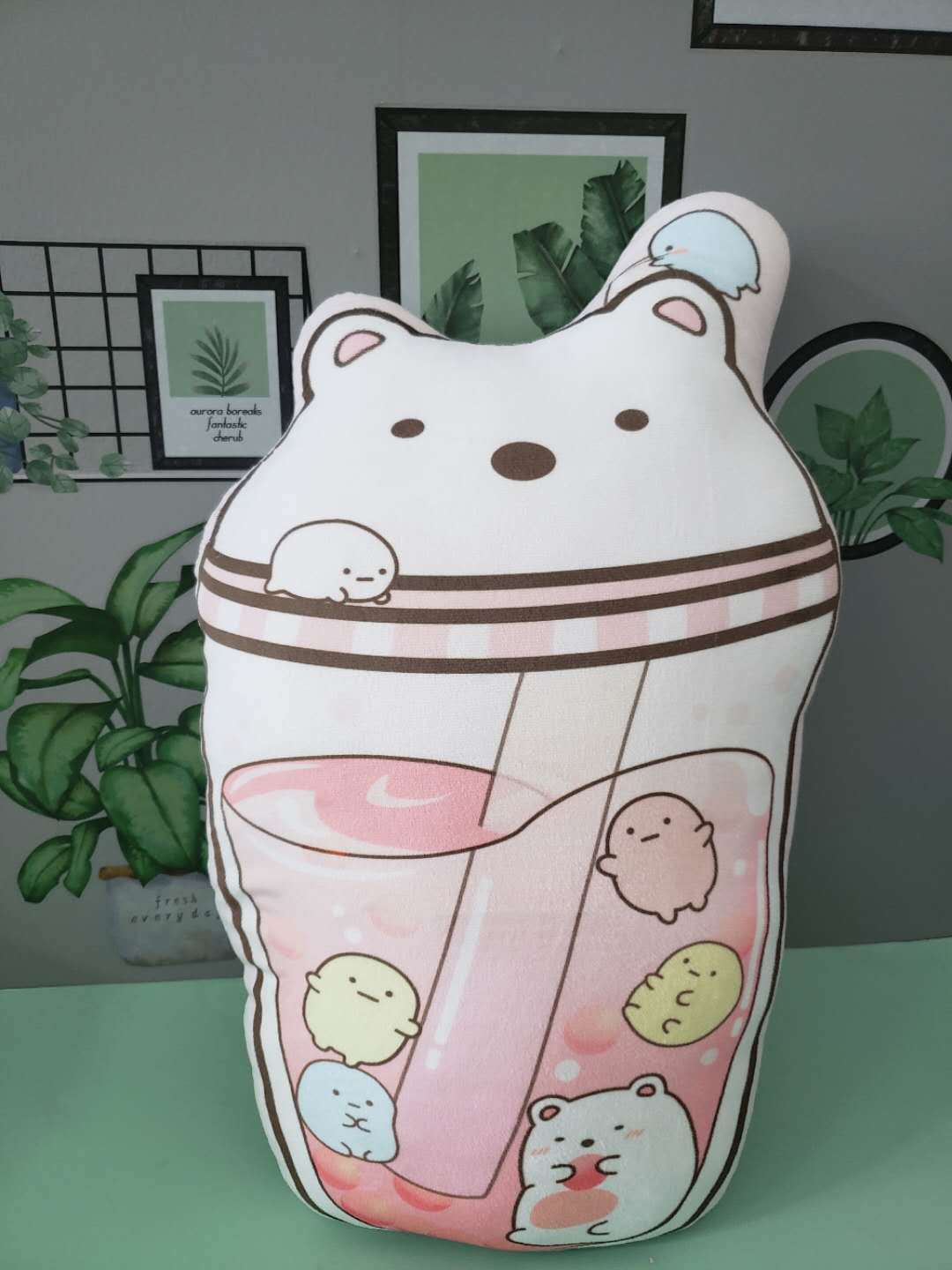 跨境角落生物奶茶抱枕创意可爱钥匙扣卡通挂件毛绒玩具可定制批发