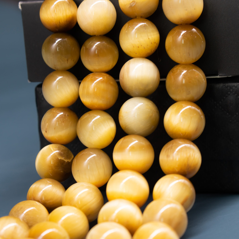 厂家批发紫虎石石珠 虎眼石散珠 圆形紫色虎眼石散珠手链串珠材料