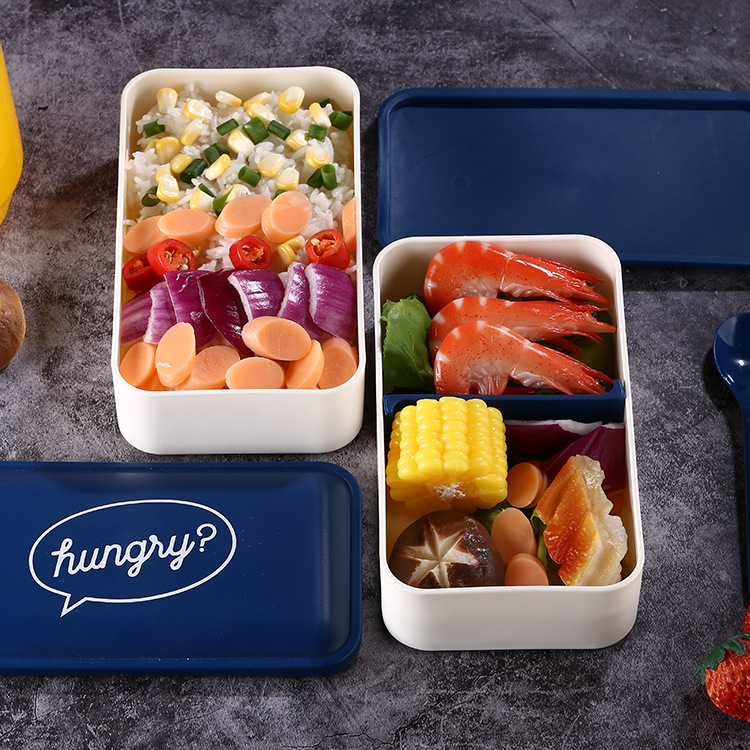 日式便当盒上班族ins双层分隔饭盒便携可微波炉加热学生午餐餐盒