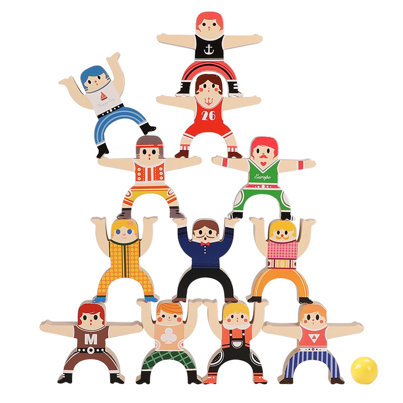 大力士叠叠乐平衡小人木质叠叠高益智儿童积木3-6岁男孩女孩玩具